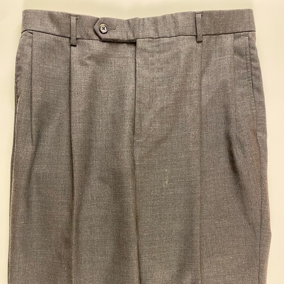 Nautica | Men’s 100% Dark Gray Wool Pleated Cuffed Dress Pants | Size 33X30 - Picture 5 of 9